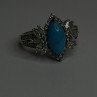 925 Sterling Silver Blue Turquoise & Beryl Stones Ring Size 9