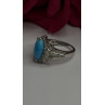 925 Sterling Silver Blue Turquoise & Beryl Stones Ring Size 9