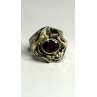 Vintage 925 Sterling Silver & 14K Yellow Gold Part Garnet Ring Size 8