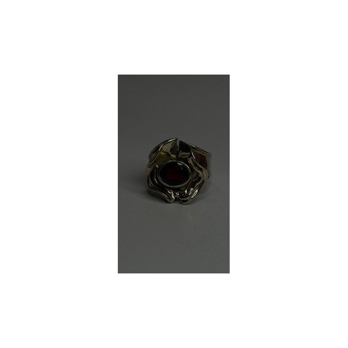 Vintage 925 Sterling Silver & 14K Yellow Gold Part Garnet Ring Size 8