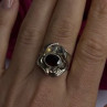 Vintage 925 Sterling Silver & 14K Yellow Gold Part Garnet Ring Size 8