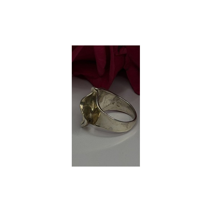Vintage 925 Sterling Silver & 14K Yellow Gold Part Garnet Ring Size 8
