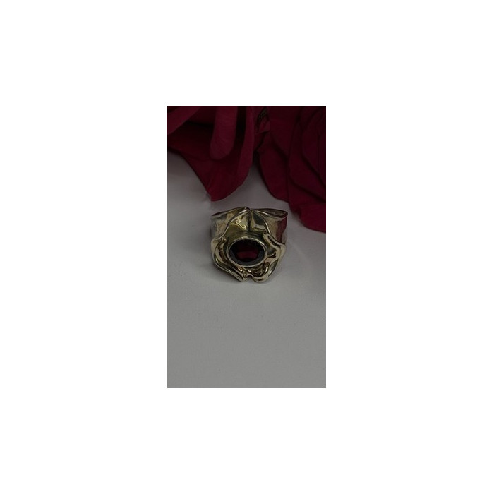 Vintage 925 Sterling Silver & 14K Yellow Gold Part Garnet Ring Size 8