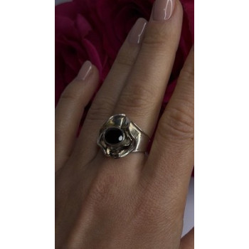 Vintage 925 Sterling Silver & 14K Yellow Gold Part Garnet Ring Size 8