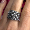 Vintage Wide Band 925 Sterling Silver Beryl & Marcasite Ring Size 8