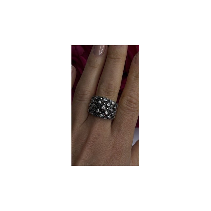 Vintage Wide Band 925 Sterling Silver Beryl & Marcasite Ring Size 8