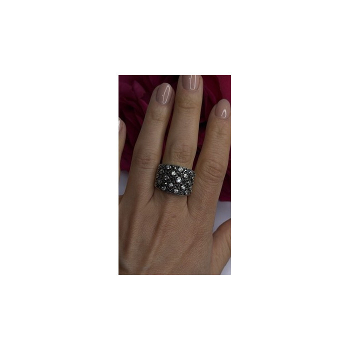 Vintage Wide Band 925 Sterling Silver Beryl & Marcasite Ring Size 8