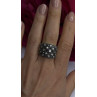 Vintage Wide Band 925 Sterling Silver Beryl & Marcasite Ring Size 8