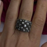 Vintage Wide Band 925 Sterling Silver Beryl & Marcasite Ring Size 8