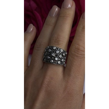Vintage Wide Band 925 Sterling Silver Beryl & Marcasite Ring Size 8
