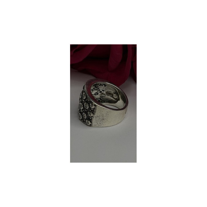 Vintage Wide Band 925 Sterling Silver Beryl & Marcasite Ring Size 8