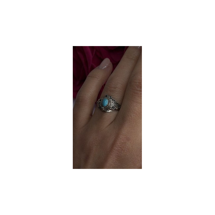 Poison Locket Pillbox  925 Sterling Silver Blue Turquoise Ring Size 7