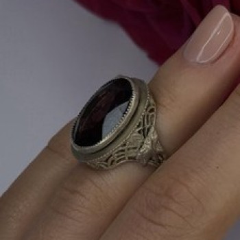 Vintage 925 Sterling Silver Purple Amethyst Ring Size 4.5