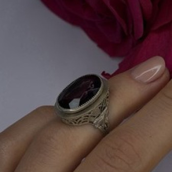 Vintage 925 Sterling Silver Purple Amethyst Ring Size 4.5