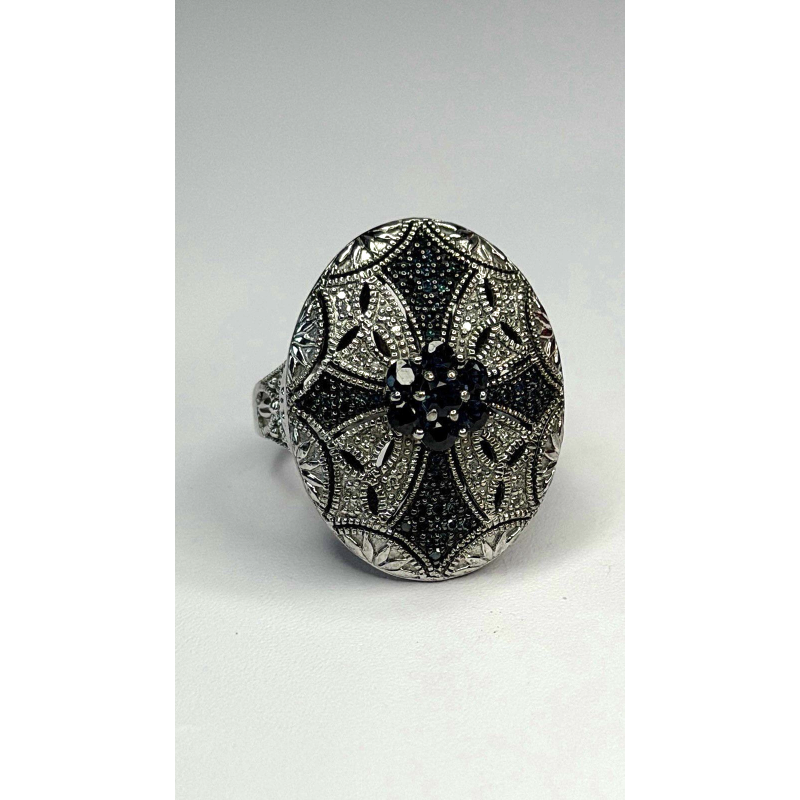 Elegant 925 Sterling Silver Spinel Stones Ring Size 8