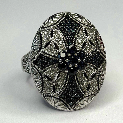 Elegant 925 Sterling Silver Spinel Stones Ring Size 8