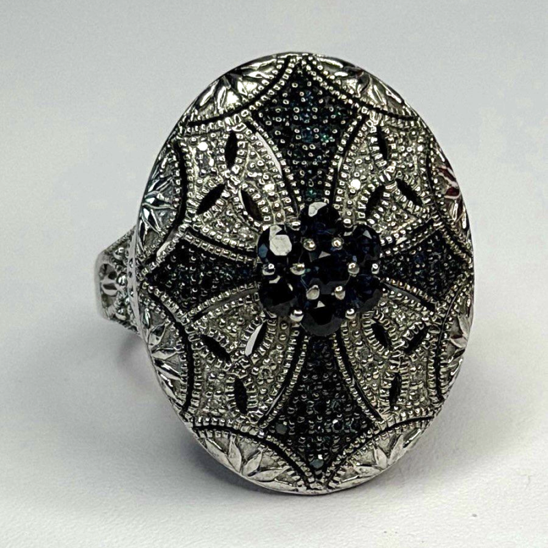 Elegant 925 Sterling Silver Spinel Stones Ring Size 8