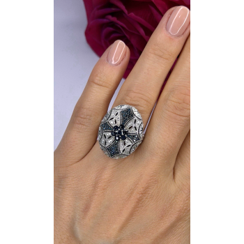 Elegant 925 Sterling Silver Spinel Stones Ring Size 8