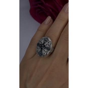 Elegant 925 Sterling Silver Spinel Stones Ring Size 8