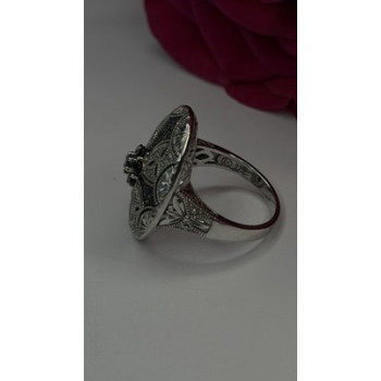 Elegant 925 Sterling Silver Spinel Stones Ring Size 8