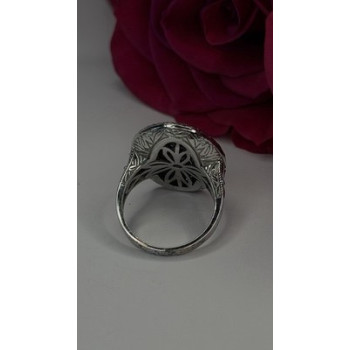 Elegant 925 Sterling Silver Spinel Stones Ring Size 8