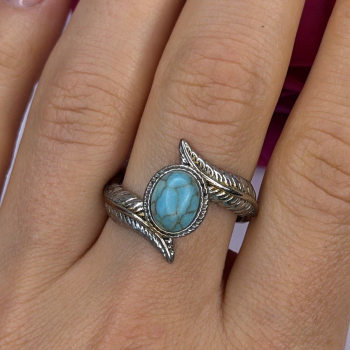 Vintage 925 Sterling Silver Blue Turquoise Ring Size 10