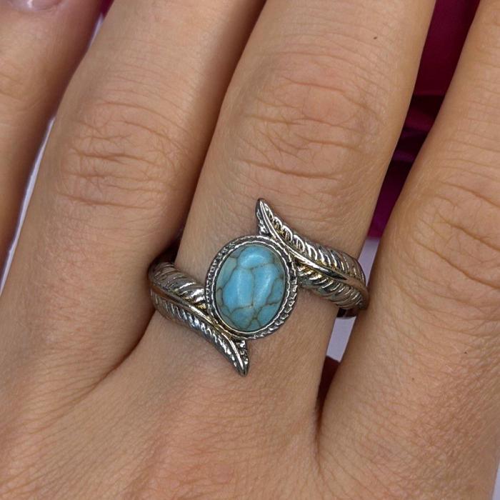 Vintage 925 Sterling Silver Blue Turquoise Ring Size 10