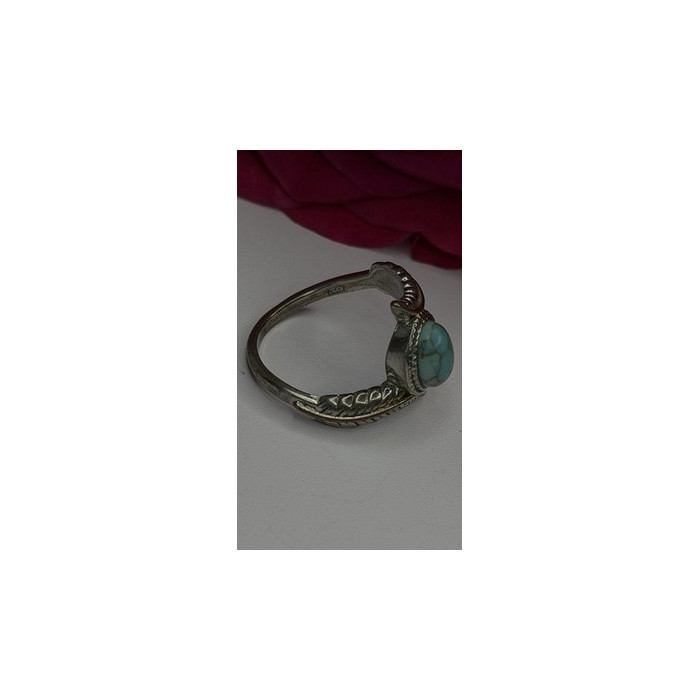 Vintage 925 Sterling Silver Blue Turquoise Ring Size 10