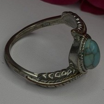 Vintage 925 Sterling Silver Blue Turquoise Ring Size 10