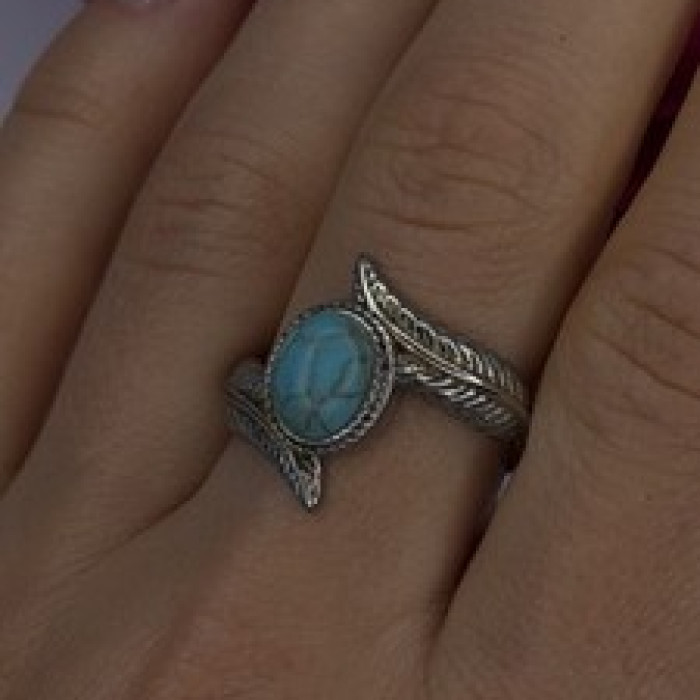 Vintage 925 Sterling Silver Blue Turquoise Ring Size 10