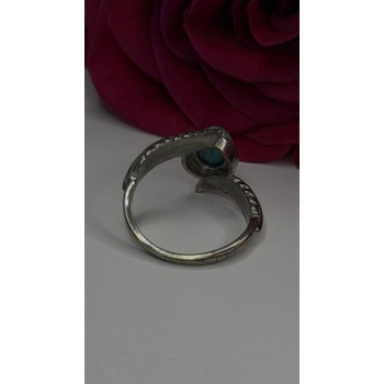 Vintage 925 Sterling Silver Blue Turquoise Ring Size 10