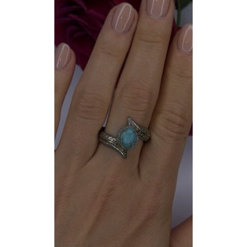Vintage 925 Sterling Silver Blue Turquoise Ring Size 10