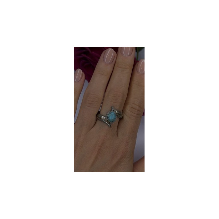 Vintage 925 Sterling Silver Blue Turquoise Ring Size 10