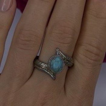 Vintage 925 Sterling Silver Blue Turquoise Ring Size 10