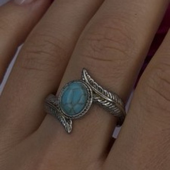 Vintage 925 Sterling Silver Blue Turquoise Ring Size 10