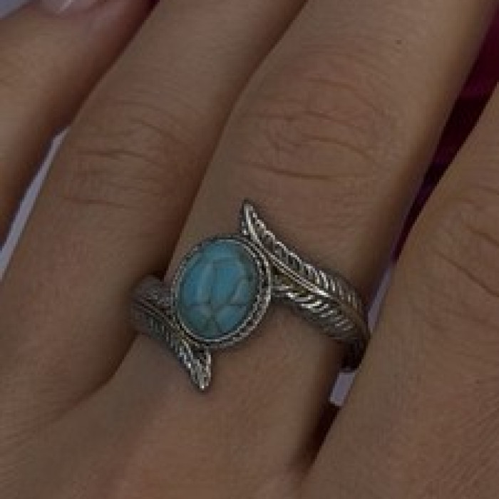 Vintage 925 Sterling Silver Blue Turquoise Ring Size 10