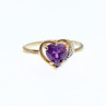 10K Yellow Gold Amethyst & Diamond Ring Size 7.25