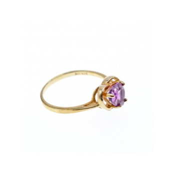 10K YELLOW GOLD  AMETHYST & DIAMOND RING SIZE 7.25