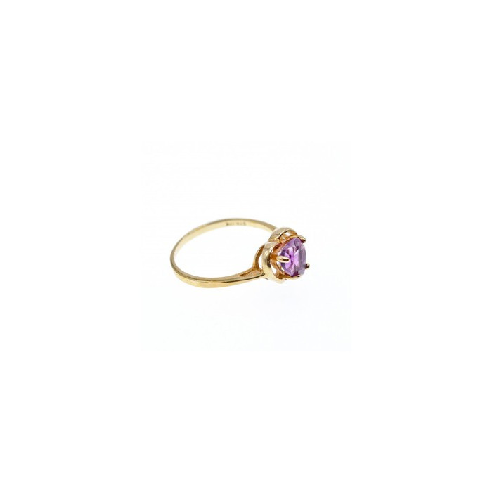 10K YELLOW GOLD  AMETHYST & DIAMOND RING SIZE 7.25