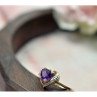 10K Yellow Gold Amethyst & Diamond Ring Size 7.25