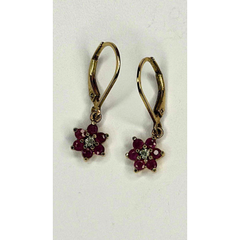 Flower 925 Sterling Silver Gold Plated Pink & White Topaz Earrings