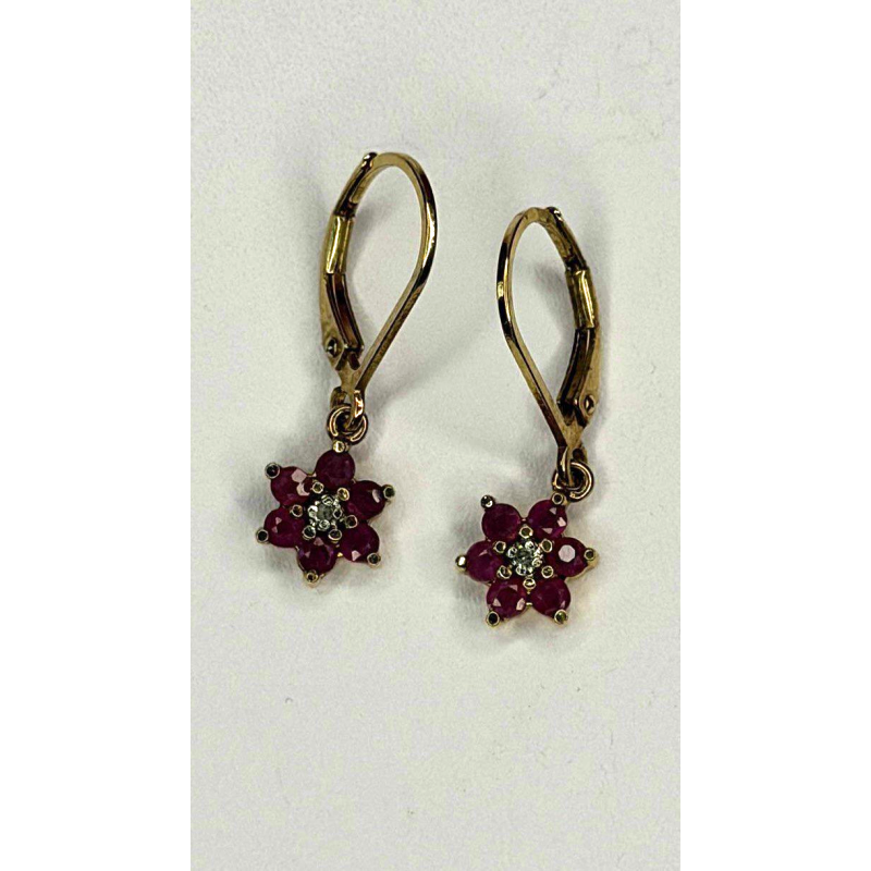 Flower 925 Sterling Silver Gold Plated Pink & White Topaz Earrings