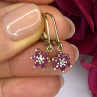 Flower 925 Sterling Silver Gold Plated Pink & White Topaz Earrings
