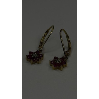 Flower 925 Sterling Silver Gold Plated Pink & White Topaz Earrings