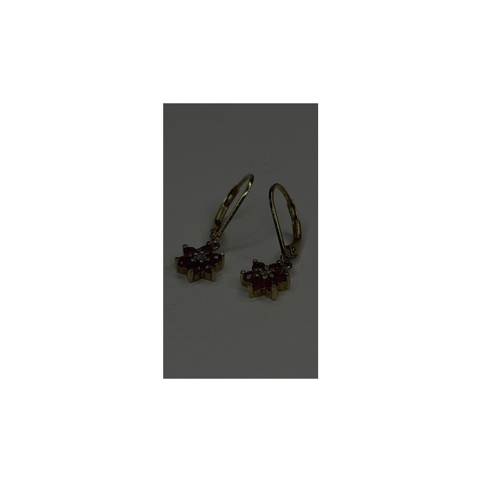 Flower 925 Sterling Silver Gold Plated Pink & White Topaz Earrings