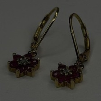 Flower 925 Sterling Silver Gold Plated Pink & White Topaz Earrings
