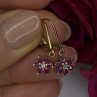 Flower 925 Sterling Silver Gold Plated Pink & White Topaz Earrings