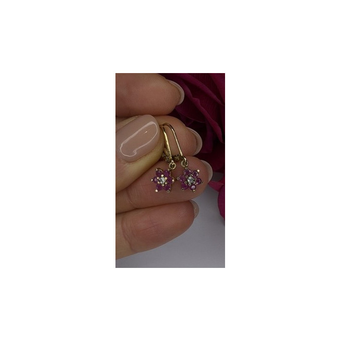 Flower 925 Sterling Silver Gold Plated Pink & White Topaz Earrings
