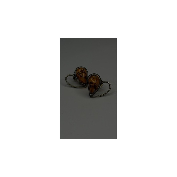 Heart 925 Sterling Silver Amber Earrings