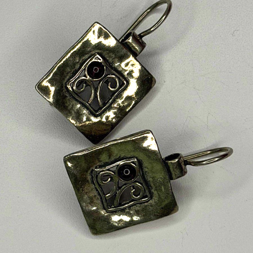 Vintage Israel Silpada 925 Sterling Silver Garnet Earrings